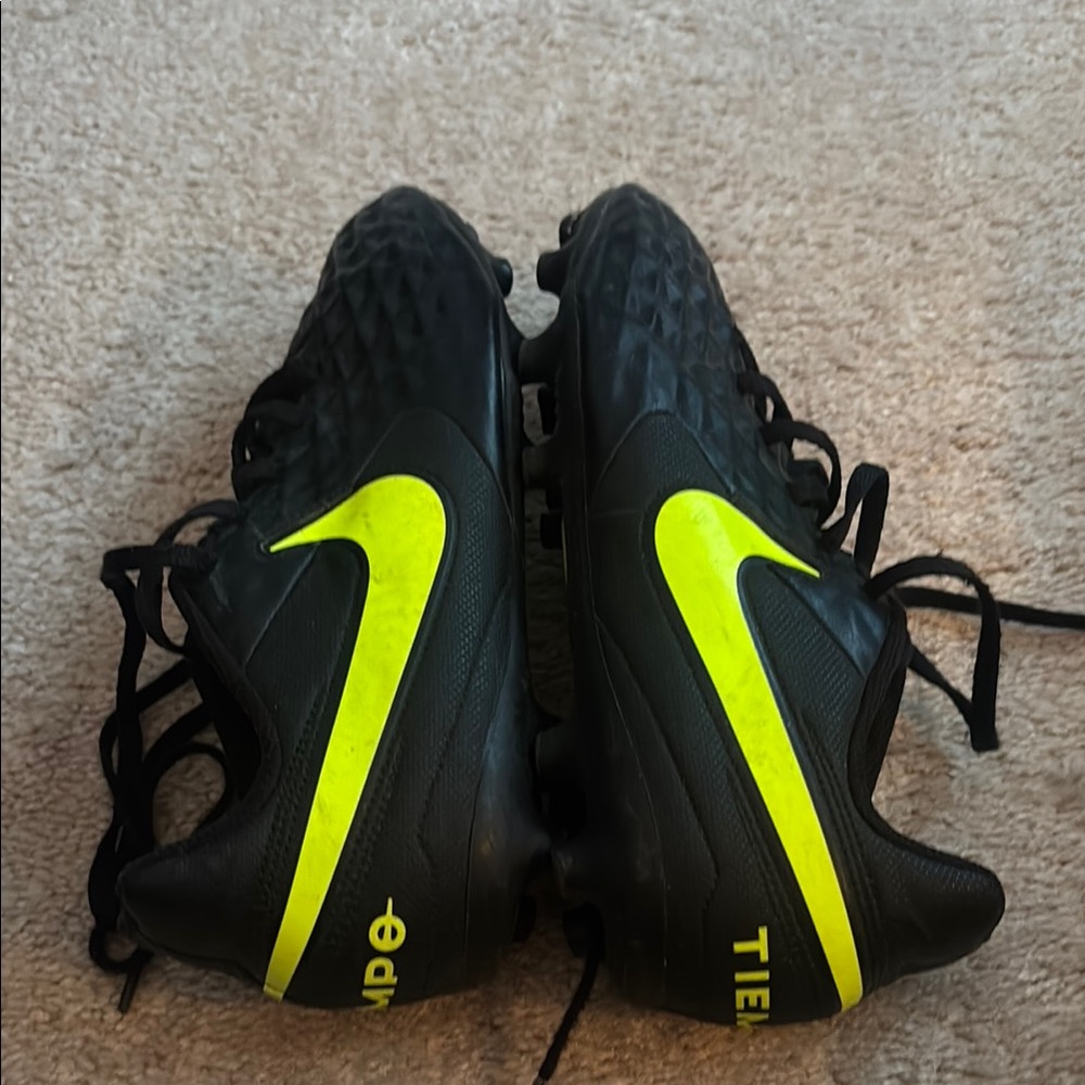 Nike Tiempo Black and Yellow Soccer Cleats